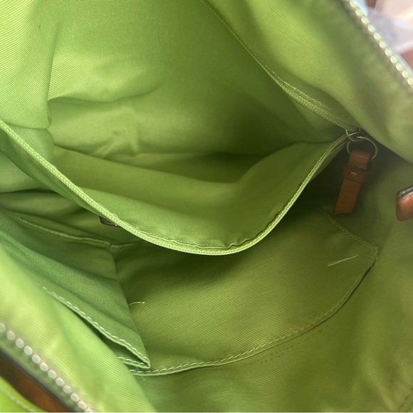 Coach Tan and Green Signature Shoulder Bag - Picture 9 of 10